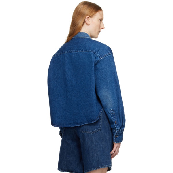  AMI Paris Blue Cropped Shirt 241482F109012