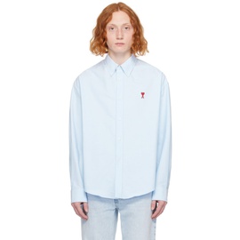 AMI Paris Blue Boxy-Fit Shirt 241482M192026