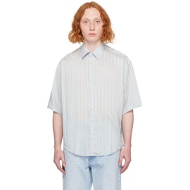 AMI Paris 오프화이트 Off-White & Blue Boxy-Fit Shirt 241482M192040