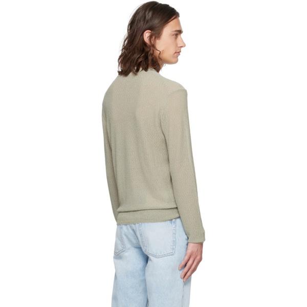  AMI Paris Khaki Semi-Sheer Sweater 241482M201022