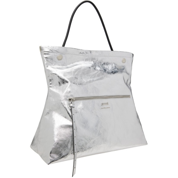  AMI Paris Silver Maxi Grocery Tote 241482M172001