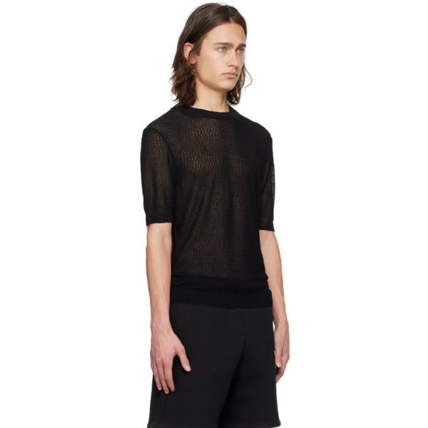  AMI Paris Black Semi-Sheer T-Shirt 241482M213030