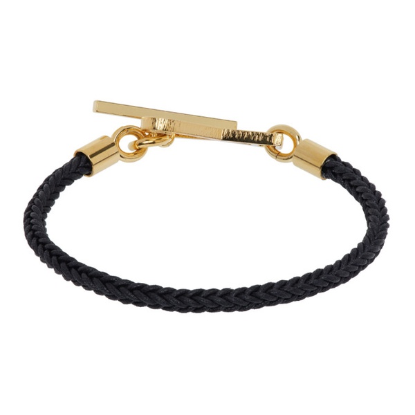  Ami Paris Black & Gold Ami de Coeur Cord Bracelet 241482M142002