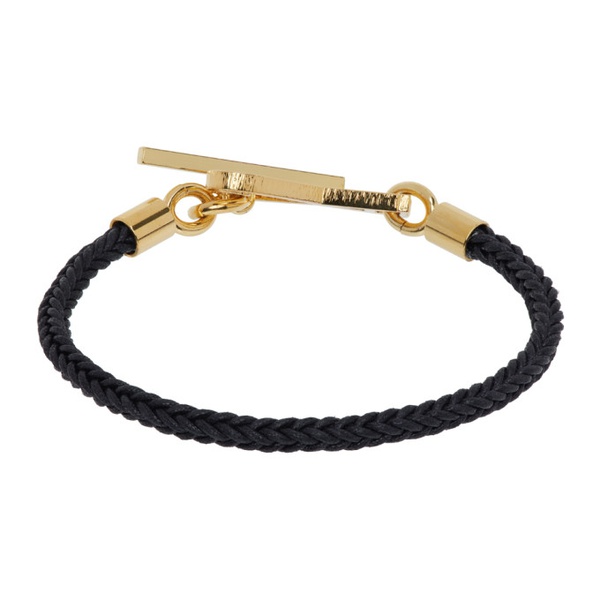  Ami Paris Black & Gold Ami de Coeur Cord Bracelet 241482F020003
