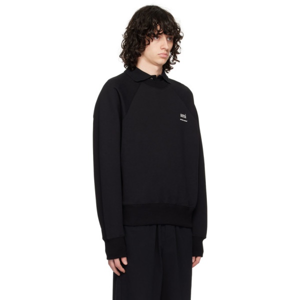  AMI Paris Black Bonded Sweatshirt 241482M204012