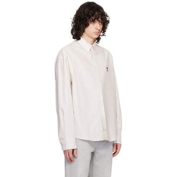  AMI Paris Blue & 오프화이트 Off-White Embroidered Shirt 241482M192005