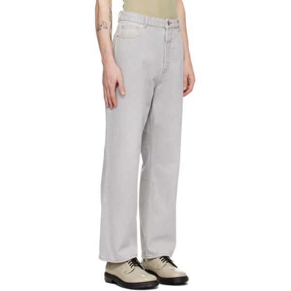  AMI Paris Gray Loose-Fit Jeans 241482M186000