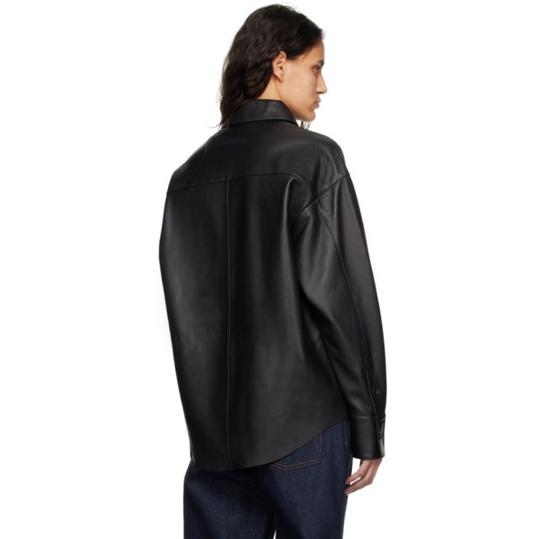  Ami Paris Black Ami de Coeur Leather Shirt 241482F109010