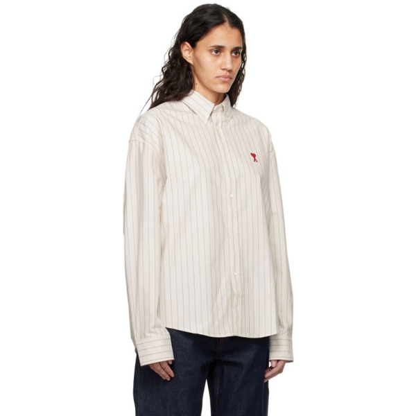  Ami Paris Beige & Black Ami de Coeur Shirt 241482F109005