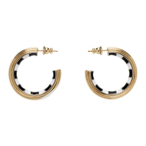  AMI Paris Gold Small Lineami Hoop Earrings 241482F022001