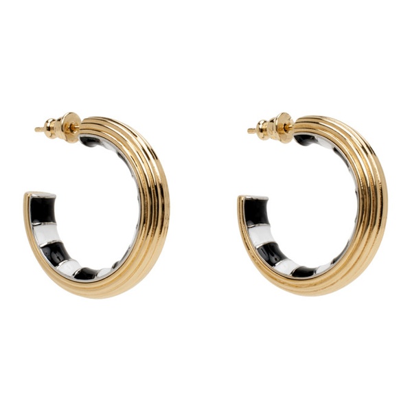  AMI Paris Gold Small Lineami Hoop Earrings 241482F022001