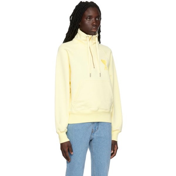  Ami Paris Yellow Ami de Coeur Half-Zip Sweatshirt 222482F097053