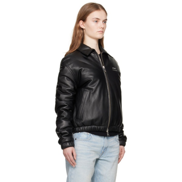  AMI Paris Black Padded Leather Jacket 241482F064001