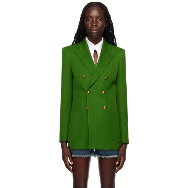  AMI Paris Green Double-Breasted Blazer 231482F057011