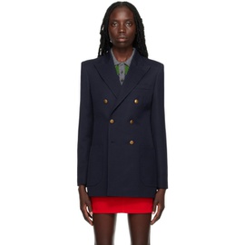 AMI Paris Navy Double-Breasted Blazer 231482F057010