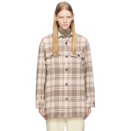 AMI Paris 오프화이트 Off-White & Taupe Checked Jacket 232482F109004