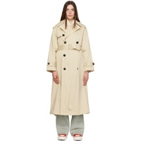 AMI Paris Beige Double-Breasted Trench Coat 231482F067001
