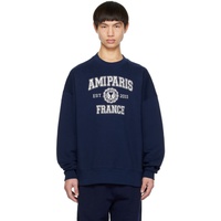 Navy Ami Paris France Sweatshirt 231482M204018
