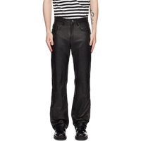AMI Paris Black Straight-Fit Leather Pants 231482M189000