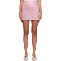 AMI Paris Pink Check Miniskirt 231482F090008