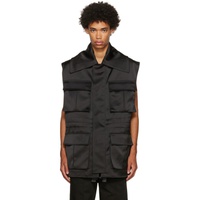 AMI Paris Black Polyester Vest 221482M185001