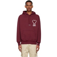 Ami Paris SSENSE Exclusive Burgundy Ami De Coeur Hoodie 222482M202001