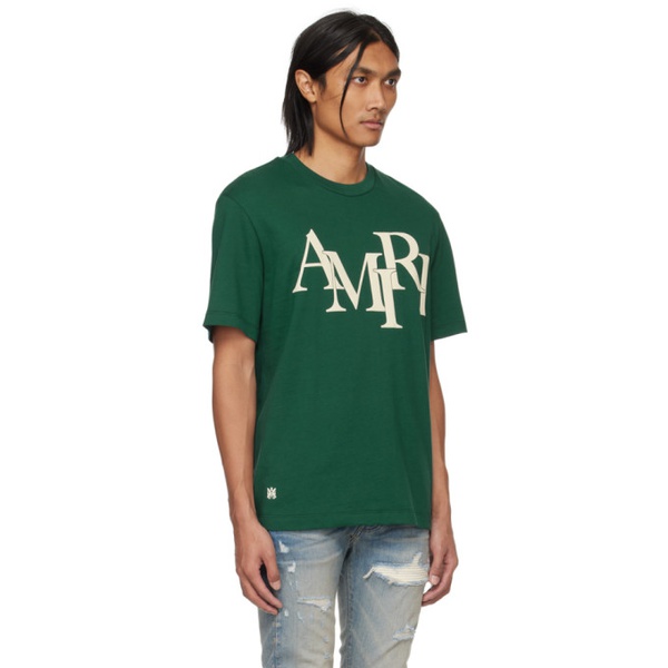  아미리 AMIRI Green Staggered T-Shirt 241886M213019