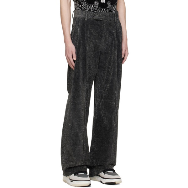  아미리 AMIRI Black Pleated Shimmer Trousers 241886M191005