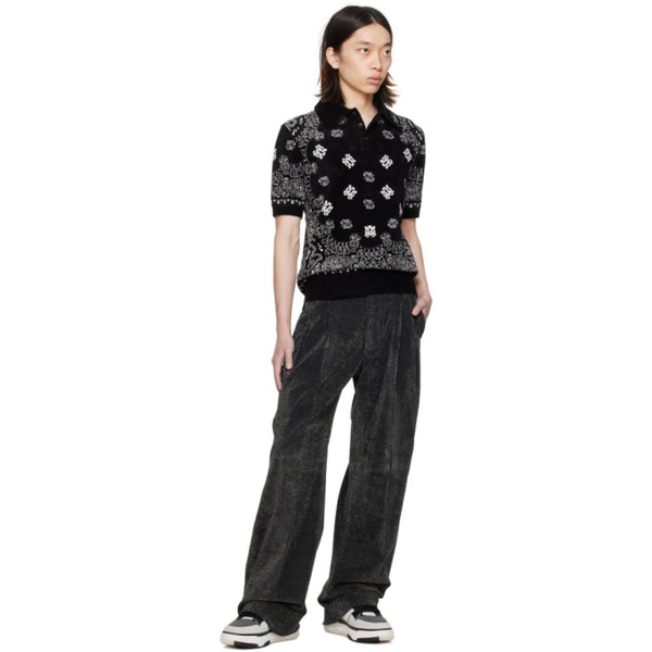  아미리 AMIRI Black Pleated Shimmer Trousers 241886M191005