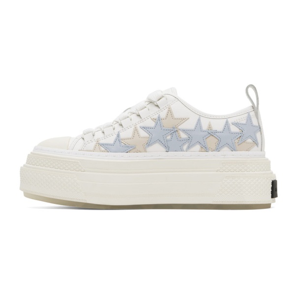  아미리 AMIRI White & Blue Platform Stars Court Low Sneakers 241886F128030