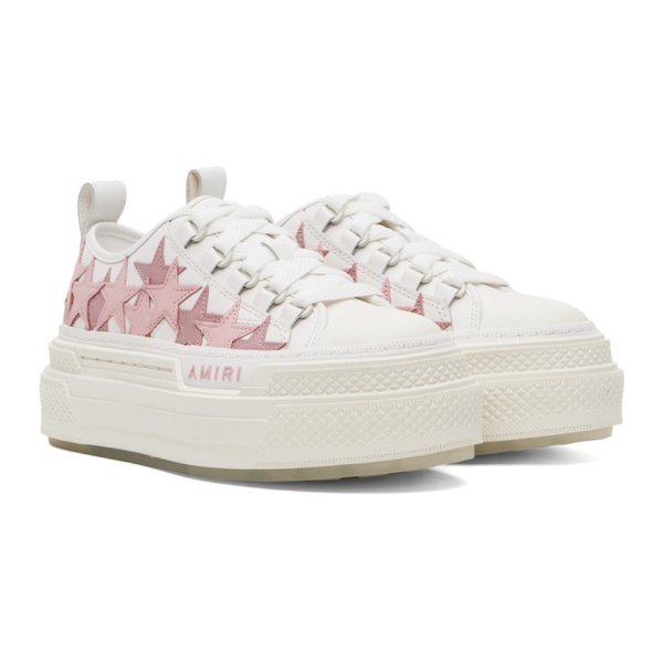  아미리 AMIRI White & Pink Platform Stars Sneakers 241886F128031