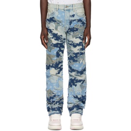 아미리 AMIRI Indigo Patchwork Camo Jeans 241886M186004