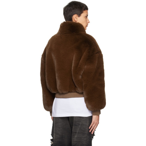  아미리 AMIRI Brown Cropped Faux-Fur Jacket 232886F063004