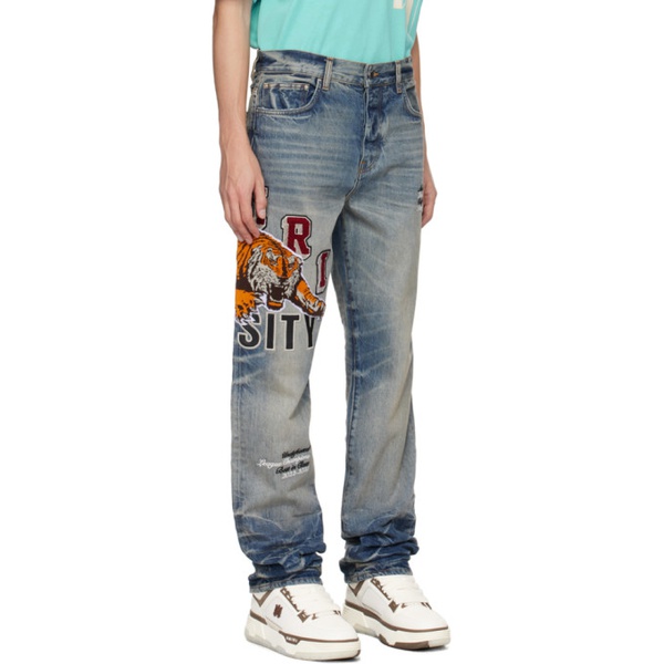  아미리 AMIRI Indigo Varsity Tiger Jeans 232886M186015