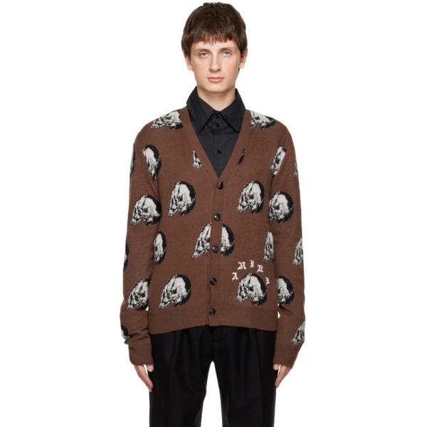  아미리 AMIRI Brown Wes Lang 에디트 Edition Skull Cardigan 222886M200006