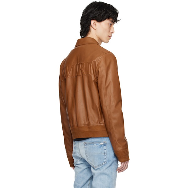  아미리 AMIRI Brown Embossed Leather Jacket 241886M181003