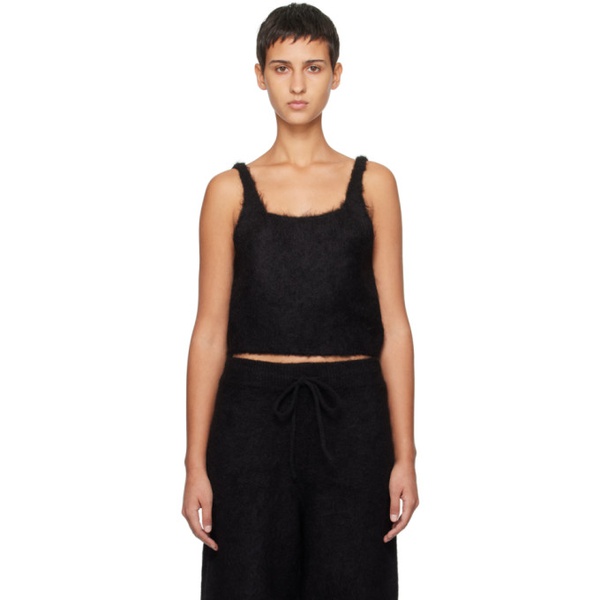  아모멘토 AMOMENTO Black Cropped Tank Top 232436F111000