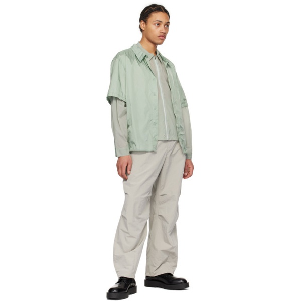  아모멘토 AMOMENTO Green Spread Collar Shirt 241436M192004
