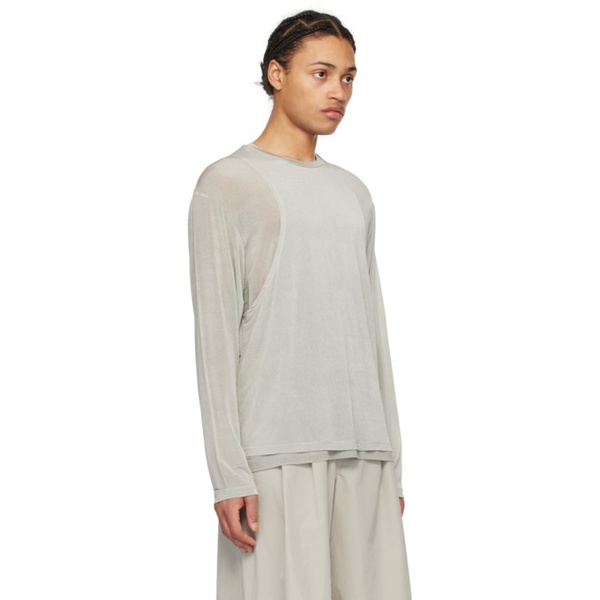  아모멘토 AMOMENTO Gray Oversized Long Sleeve T-Shirt 241436M213000