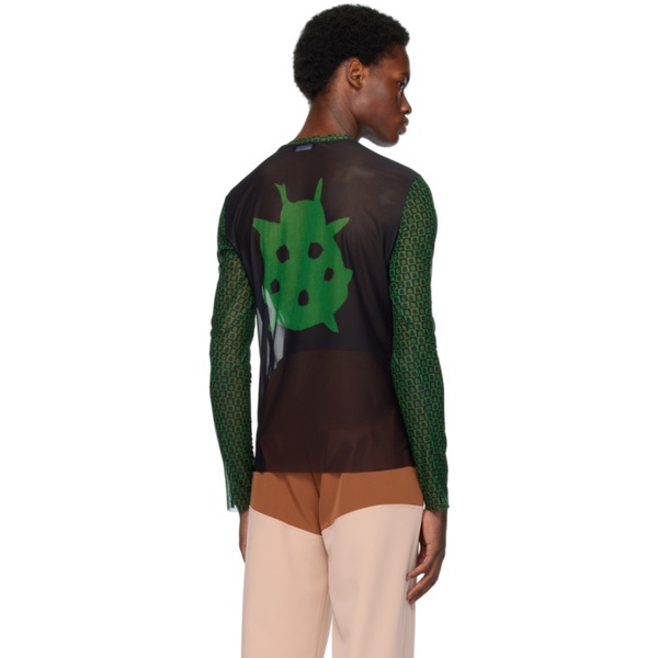  ANDREJ GRONAU SSENSE Exclusive Black & Green Long Sleeve T-Shirt 232112M213005