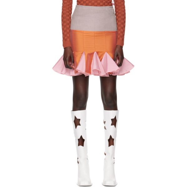  ANDREJ GRONAU SSENSE Exclusive Gray & Orange Midi Skirt 222112F092001