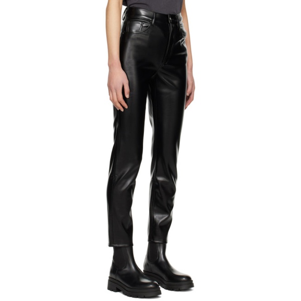  ANINE BING Black Sonya Faux-Leather Trousers 231092F084002