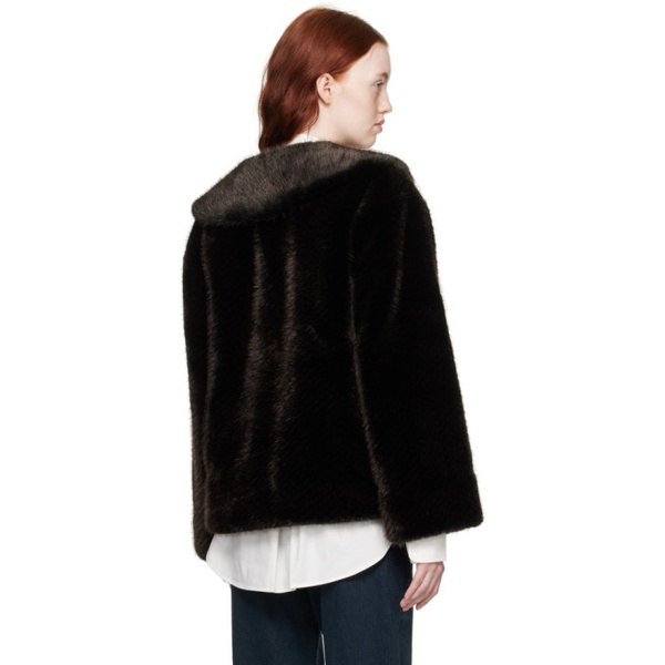  ANINE BING Black Hilary Faux-Fur Jacket 241092F063000