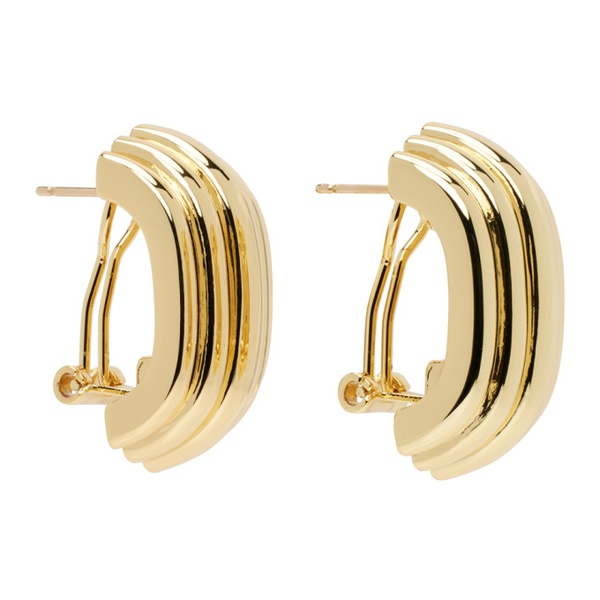  ANINE BING Gold Chunky Ribbed Earrings 242092F022004