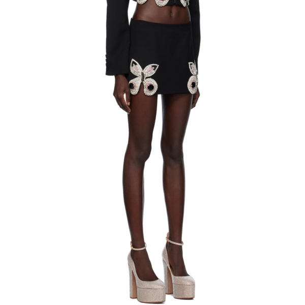  AREA Black Embroidered Butterfly Miniskirt 232372F090003