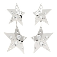 AREA Silver Crystal Star Drop Earrings 241372F022000