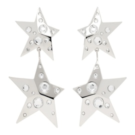 AREA Silver Crystal Star Drop Earrings 241372F022000