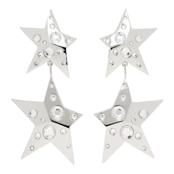  AREA Silver Crystal Star Drop Earrings 241372F022000