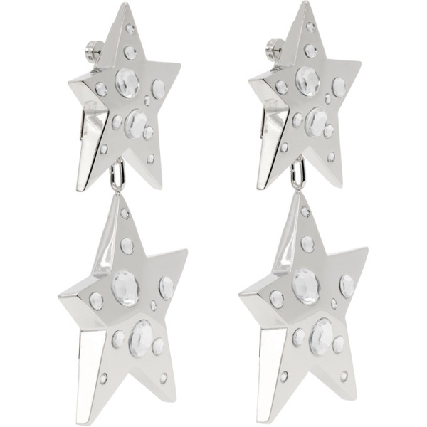  AREA Silver Crystal Star Drop Earrings 241372F022000