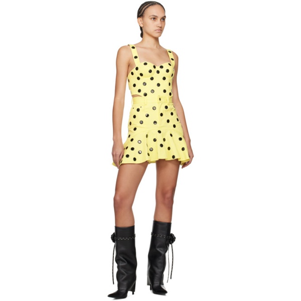  AREA Yellow Polka Dot Miniskirt 241372F090004